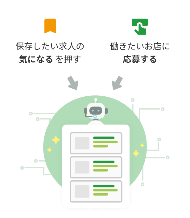 保存したい求人の気になるを押す 働きたいお店に応募する